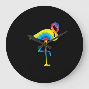 Tie Dye Flamingo Rainbow Skriv ut fågelhippie Stor Klocka