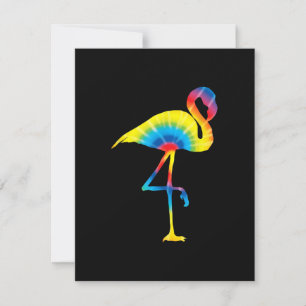 Tie Dye Flamingo Regnbågsprint Fågel Djur Hippie Inbjudningar