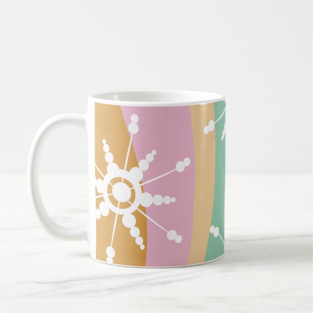 Tie Dye Flytande Retro Groovy Jul Beige Grön Kaffemugg (Vänster)