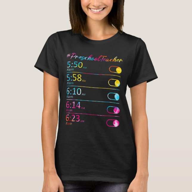 Tie Dye Förskolelärare Tacksamhet Väckarklocka T Shirt (Framsida)