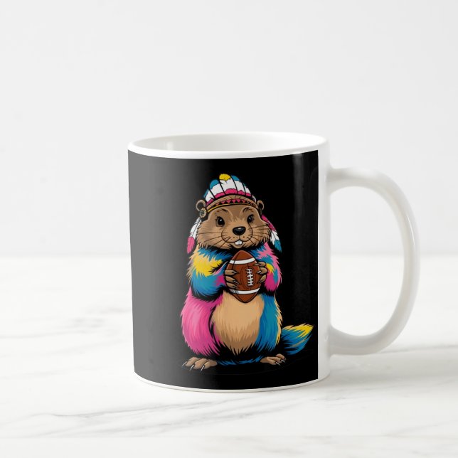 Tie-dye Fotboll Murmeldjur Glad Groundhog Day Gam Kaffemugg (Höger)
