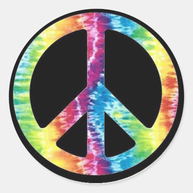 Tie Dye Fredstecken-dekal Runt Klistermärke (Framsida)