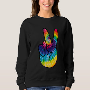 Tie Dye Fredstecken Hand Hippies V 1 T Shirt