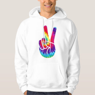 Tie Dye Fredstecken Hand Symbol Hoodie