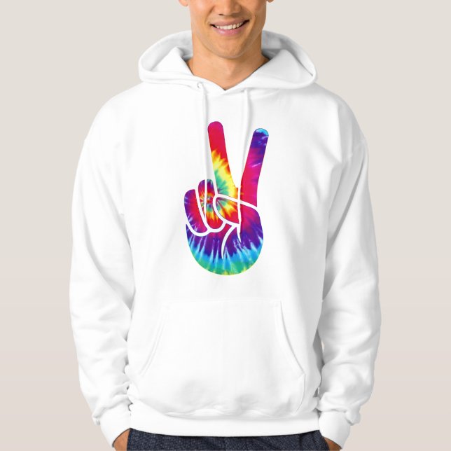Tie Dye Fredstecken Hand Symbol Hoodie (Framsida)