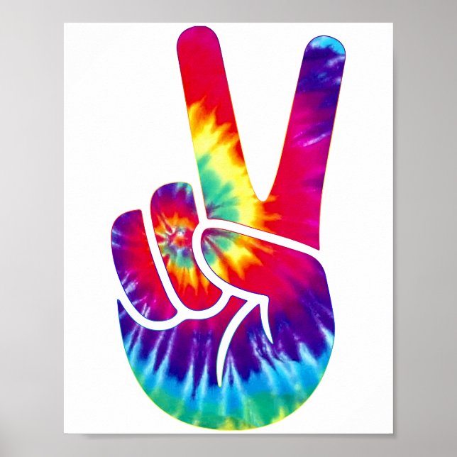 Tie Dye Fredstecken Hand Symbol Poster (Framsidan)