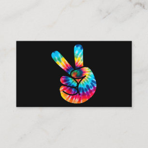 Tie Dye Fredstecken Hand V-handsignatur 60s 70-års Visitkort