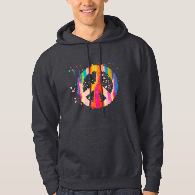 Tie- Dye Fredstecken Hippie Bohemian Festival Symb Hoodie (Framsida)