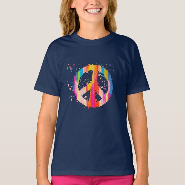Tie- Dye Fredstecken Hippie Bohemian Festival Symb T Shirt (Framsida)