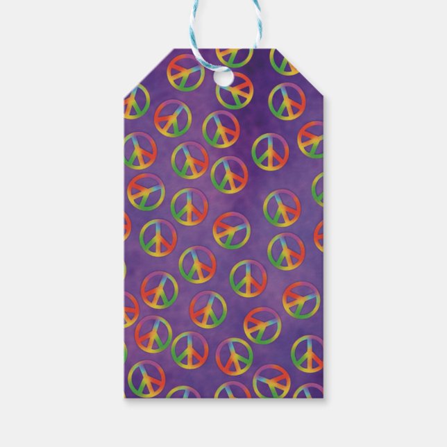 Tie Dye-Fredstecken på Lila Presentetikett (Framsidan)