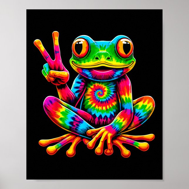 Tie-dye Frog Fredstecken Hippie Poster (Framsidan)