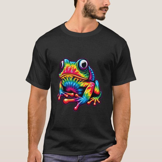 Tie-Dye Frog Fredstecken Hippie T Shirt (Framsida)