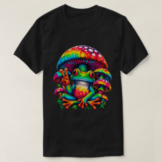 Tie-Dye Frog Fredstecken Mushroom Hippie T Shirt