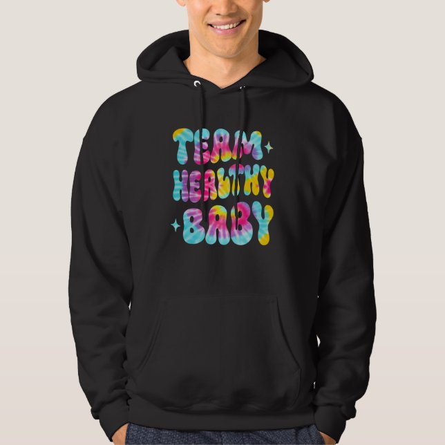 Tie Dye gender reveal team healthy baby cute match Hoodie (Framsida)