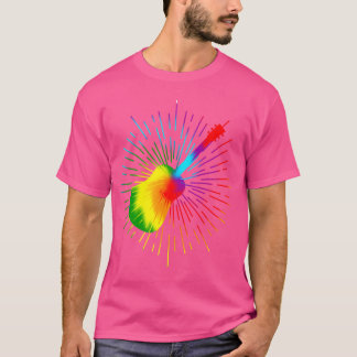 Tie Dye Gitarr Retro Musik Design Färgglad Gitarr T Shirt