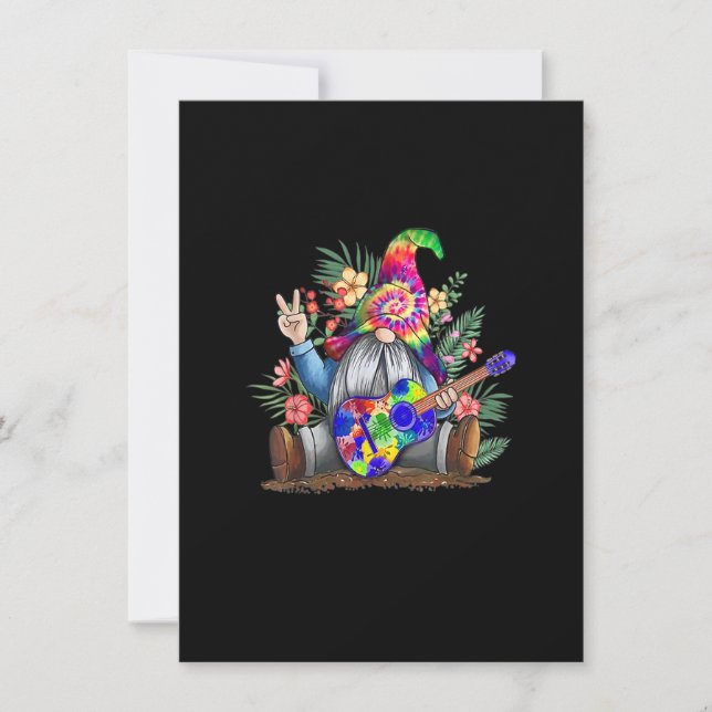 Tie Dye Gnom Fred Spelar Gitarr Hippie Gnom Co Inbjudningar (Framsida)