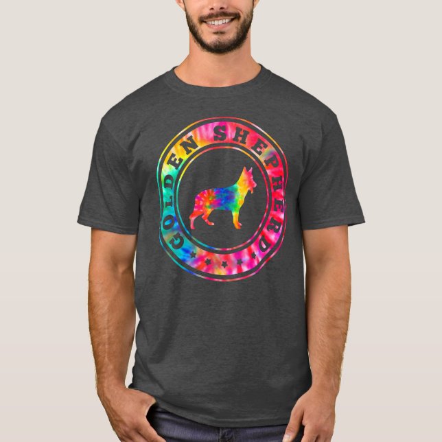 Tie Dye Golden Shepherd Hund Mamma Pappa Djurälska T Shirt (Framsida)