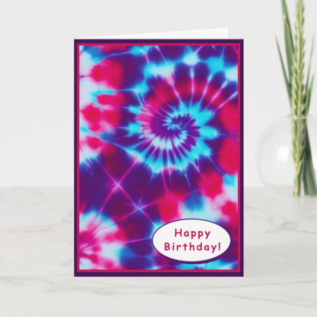 Tie Dye Grattis på födelsedagen Card Helgkort (Framsida)