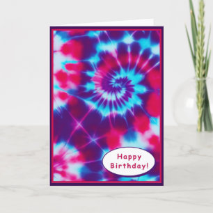 Tie Dye Grattis på födelsedagen Card Helgkort