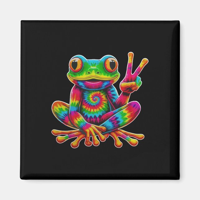 Tie-dye Groda Fredstecken Hippie Jul Groda  Magnet (Framsidan)