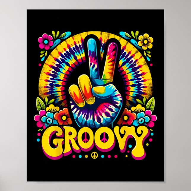 Tie Dye Groovy Fredstecken Hippie Poster (Framsidan)
