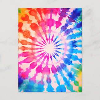 Tie Dye Groovy Hippie Djärv Färgrik Design Vykort