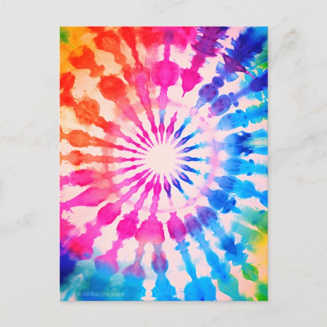 Tie Dye Groovy Hippie Djärv Färgrik Design Vykort (Framsida)