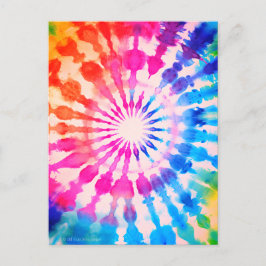 Tie Dye Groovy Hippie Djärva Färgglada Design Vykort