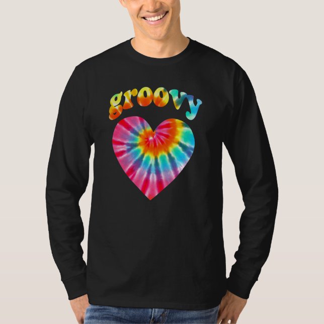 Tie Dye Groovy Kärlek Heart Hippie 70-talskonst fö T Shirt (Framsida)