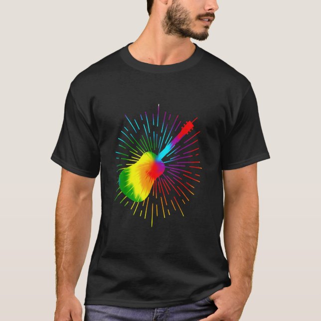 Tie Dye Guitar Music Design Colorful Guitarist T Shirt (Framsida)