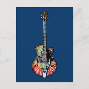 Tie Dye Guitar Vykort