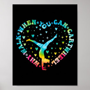 Tie-dye Heart CartWheel Gymnastics CheerLedare Gym Poster