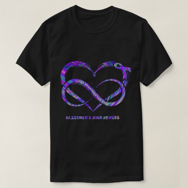 Tie Dye Heart Jag kommer att tänka på dig Alzheime T Shirt (Design framsida)