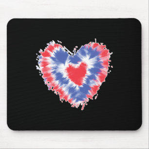 Tie Dye Heart USA flagga Färg Blue Red and White 4 Musmatta