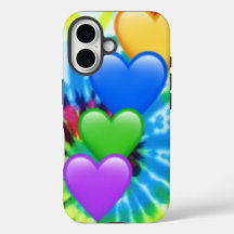 Tie Dye Hearts iPhone 16 Fodral