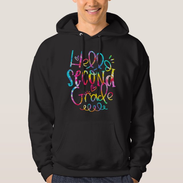 Tie Dye Hej Andra 2:a Klass Lärare Hoodie (Framsida)