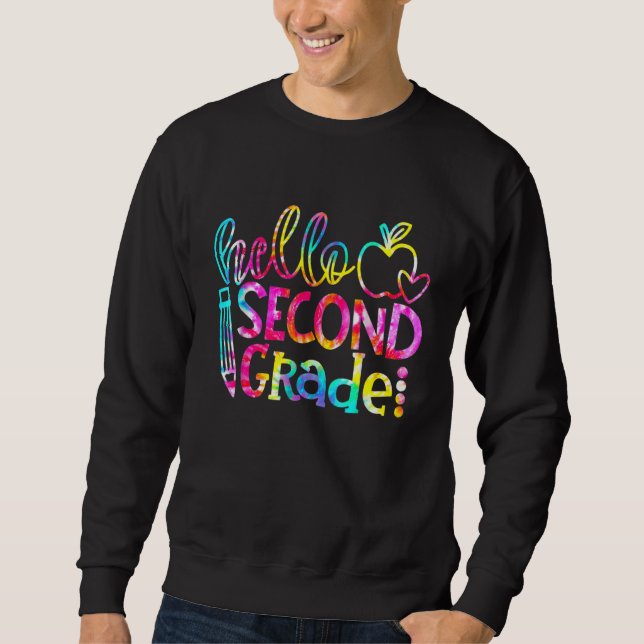 Tie Dye Hej andra Klass-teamet andra Klass tillbak Lång Ärmad Tröja (Framsida)