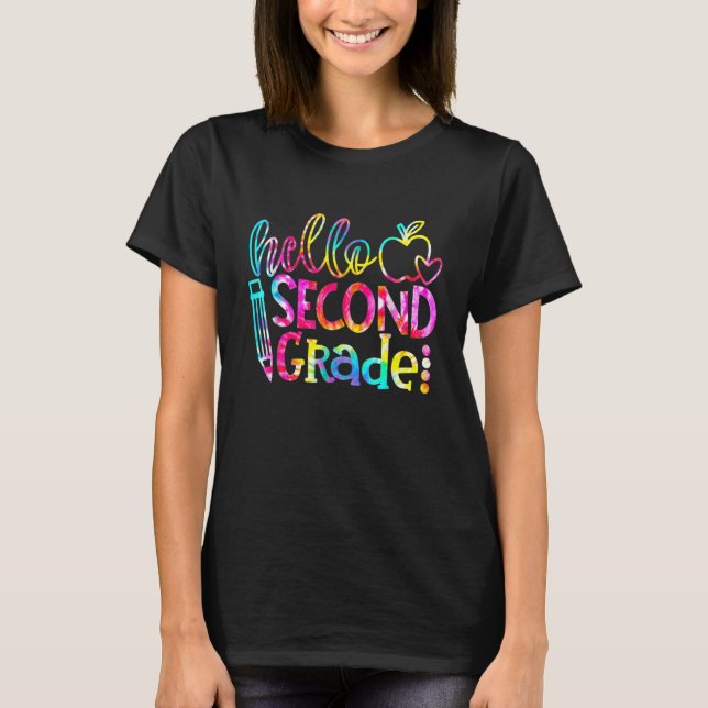 Tie Dye Hej andra Klass-teamet andra Klass tillbak T Shirt (Framsida)