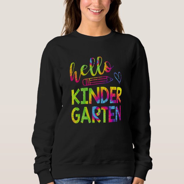 Tie Dye Hej Kindergarten Teacher Back to school T Shirt (Framsida)