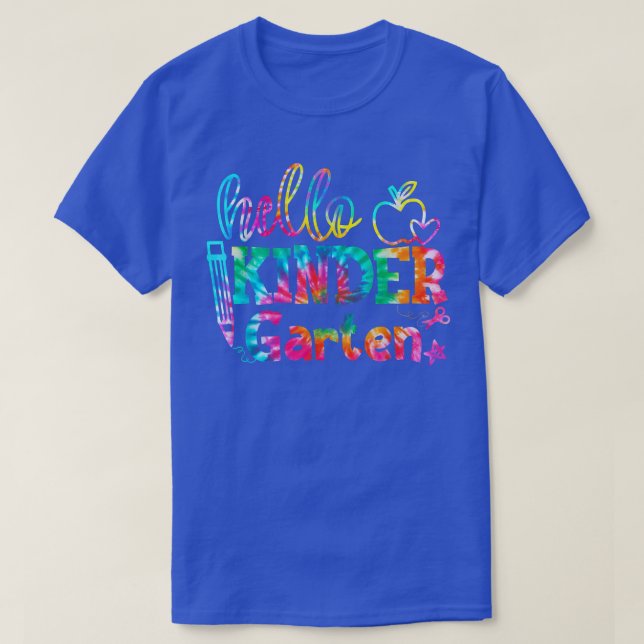Tie Dye Hej Kindergarten Team Teacher PreK Back T Shirt (Design framsida)