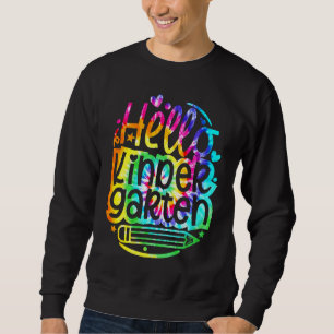 Tie Dye Hej Kindergartenskolans Första Skoldagen F Lång Ärmad Tröja