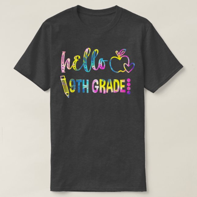 Tie Dye Hej Nith Klass Team 9th Klass Tillbaka til T Shirt (Design framsida)