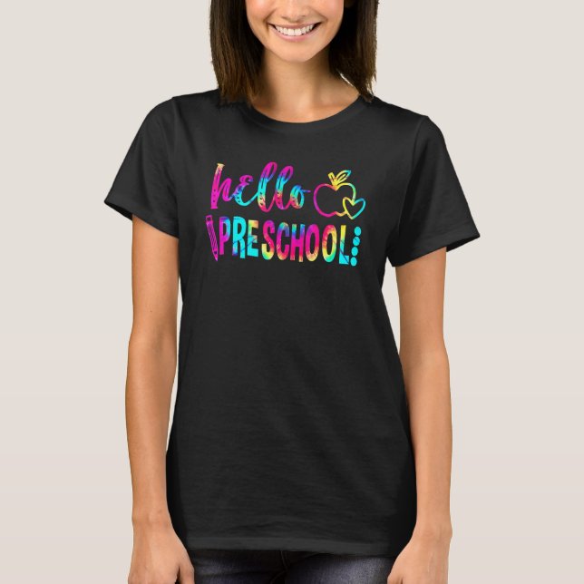 Tie Dye Hej Preschool Back to school Teacher Stu T Shirt (Framsida)