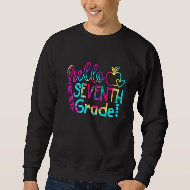 Tie Dye Hej sjunde Klass-teamet 7:e Klass tillbaka Lång Ärmad Tröja (Framsida)