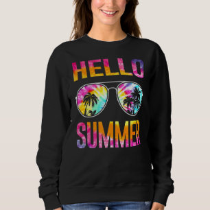 Tie Dye Hej Summer Sunglasses and Handflatan Träd T Shirt