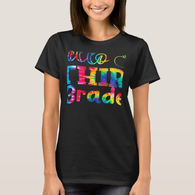 Tie Dye Hello Third 3rd Grade First Day Of School  T Shirt (Framsida)