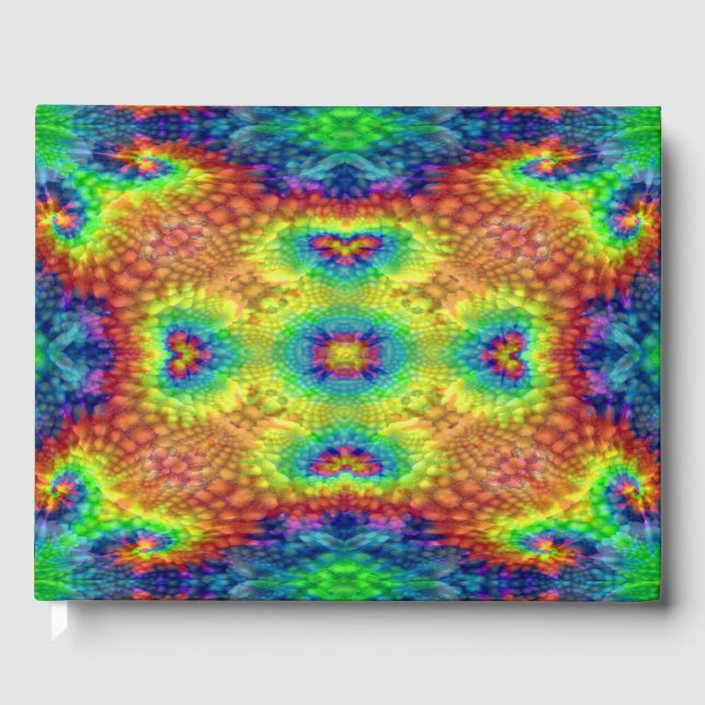 Tie Dye Himlar Vintage Fractal Kaleidoscope Gästböcker (Framsida)