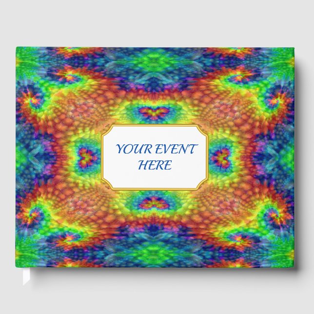 Tie Dye Himlar Vintage Fractal Kaleidoscope Gästböcker (Framsida)