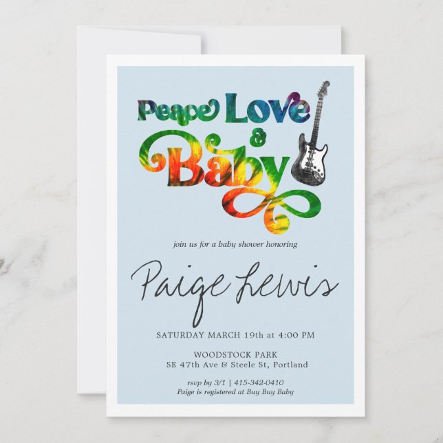 Tie Dye Hippie Baby Shower-inbjudan (Framsida)