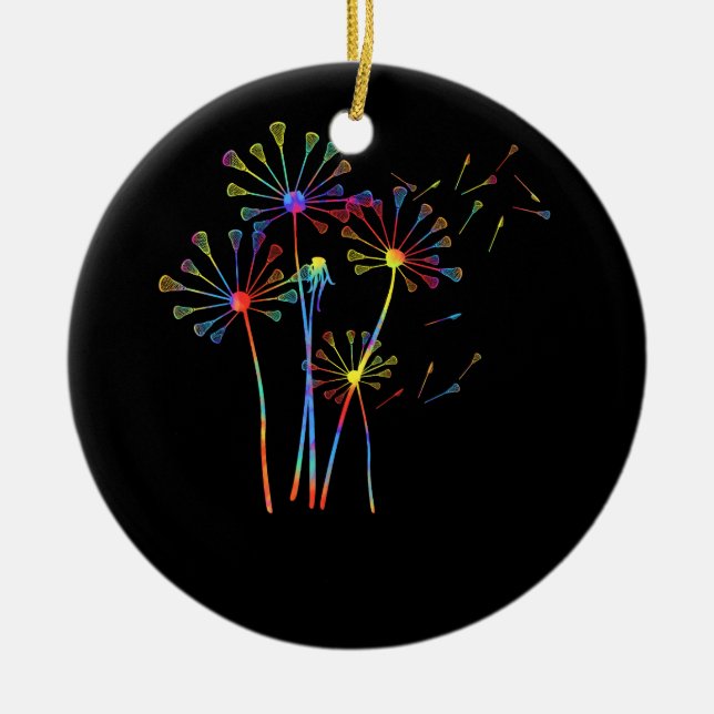 Tie Dye Hippie Dandelion Lacrosse Stick for Lacros Julgransprydnad Keramik (Framsidan)